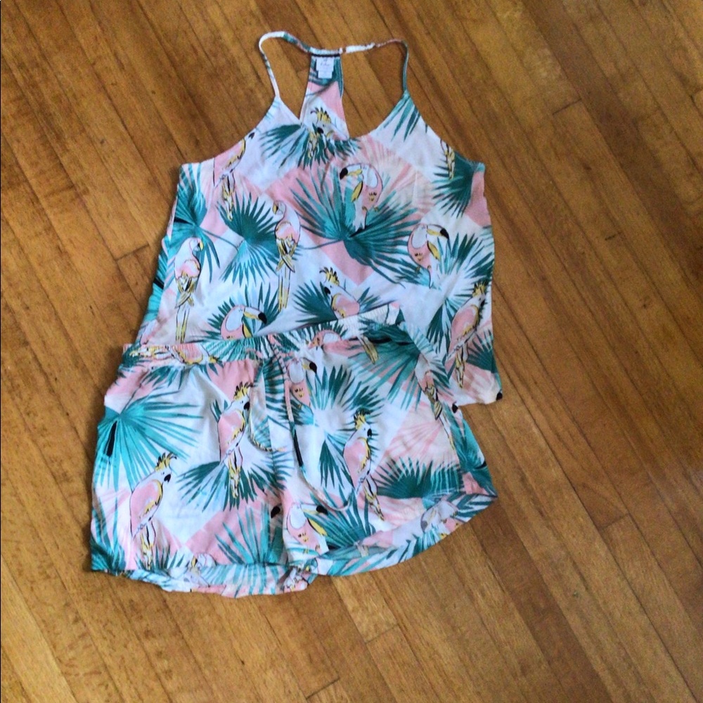 NWOT supercute summertime flamingo shorts pj set